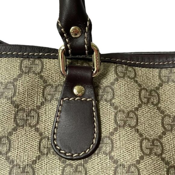 Gucci Supreme Joy Web Tote Purse Handbag Shoulder Bag Brown Logo - Picture 9 of 13